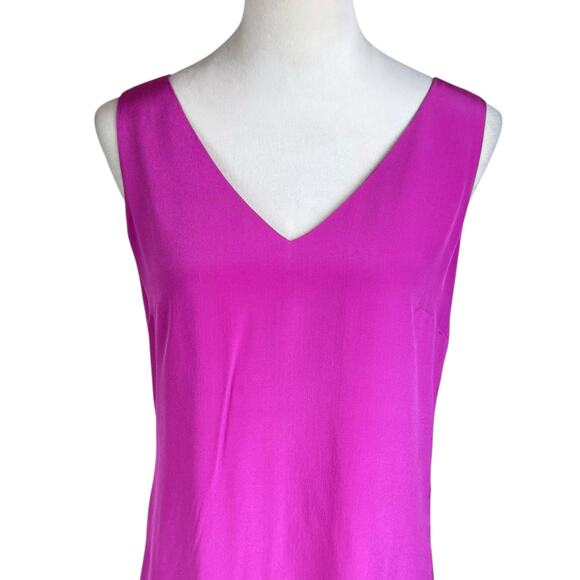 Cynthia Rowley Magenta Pink Purple 100% Silk Sleeveless V-neck Mini Slip Dress - Picture 6 of 10